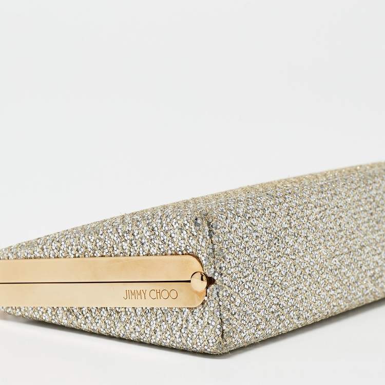 مملوكة مسبقًا Jimmy Choo Silver/Gold Glitter Celeste Chain Clutch