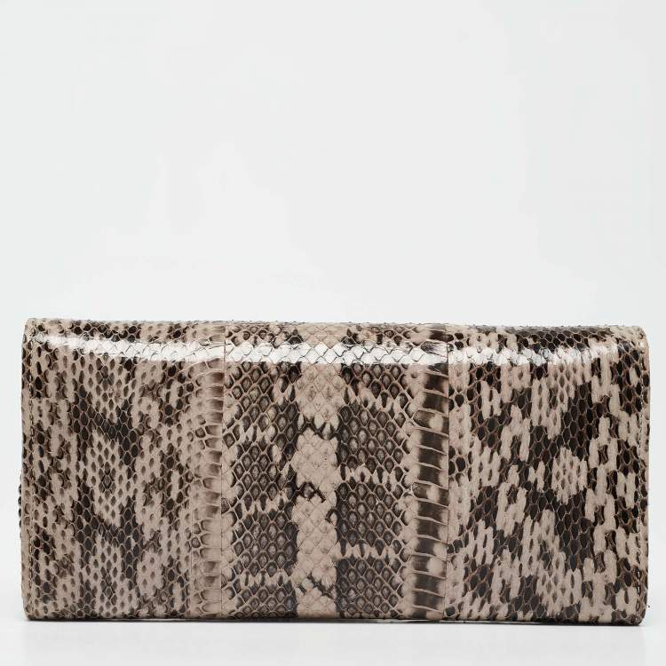 Pre Owned Jimmy Choo Grey Elaphe Milla Chain Clutch
