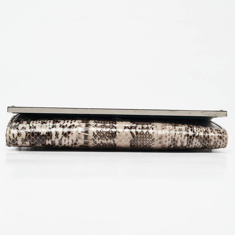 Pre Owned Jimmy Choo Grey Elaphe Milla Chain Clutch