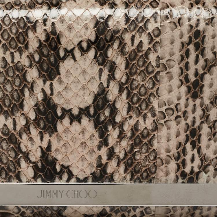 Pre Owned Jimmy Choo Grey Elaphe Milla Chain Clutch
