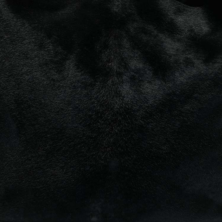 Pre Owned Yves Saint Laurent Black Calfhair and Patent Leather Roady Hobo