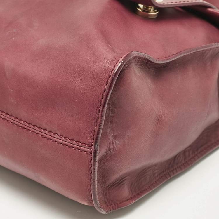 Pre Owned Jimmy Choo Burgundy Leather Pauline Top Handle Bag