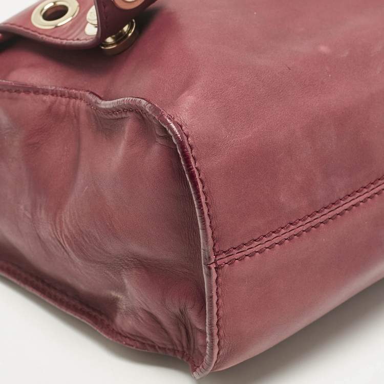 Pre Owned Jimmy Choo Burgundy Leather Pauline Top Handle Bag