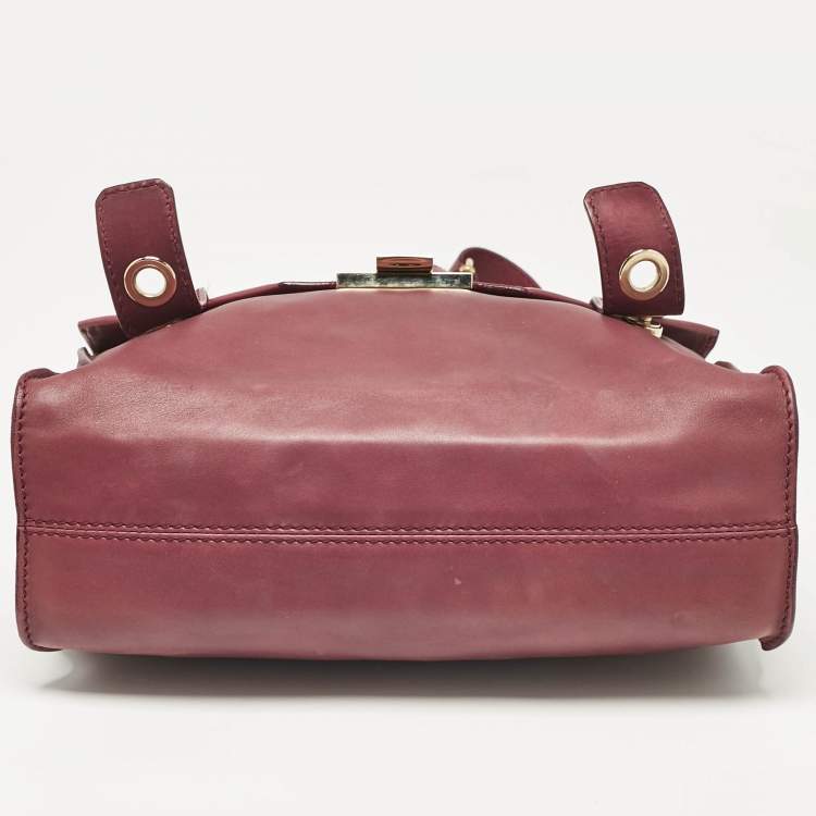Pre Owned Jimmy Choo Burgundy Leather Pauline Top Handle Bag