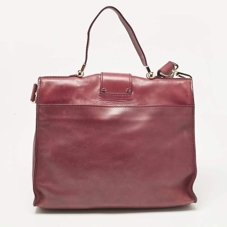 Pre Owned Jimmy Choo Burgundy Leather Pauline Top Handle Bag