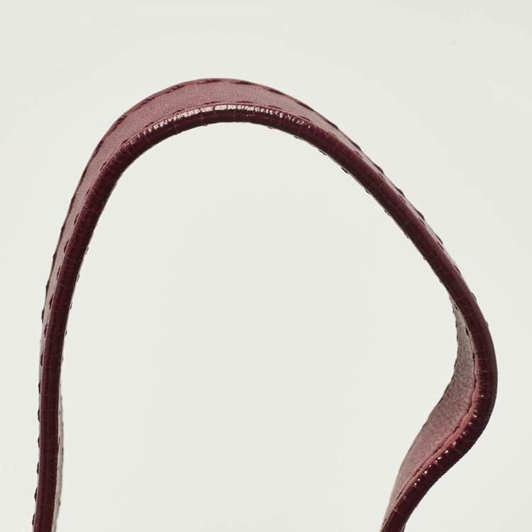 Pre Owned Jimmy Choo Burgundy Leather Pauline Top Handle Bag