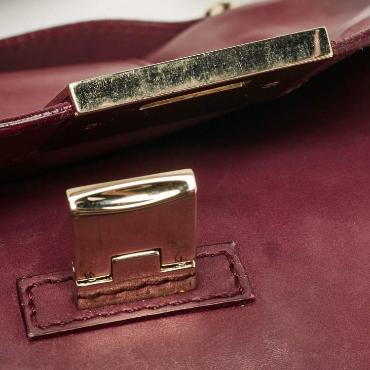 Pre Owned Jimmy Choo Burgundy Leather Pauline Top Handle Bag