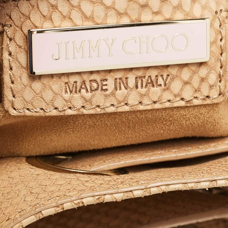 Pre Owned Jimmy Choo Beige Snakeskin Embossed and Watersnake Leather Riki Tote