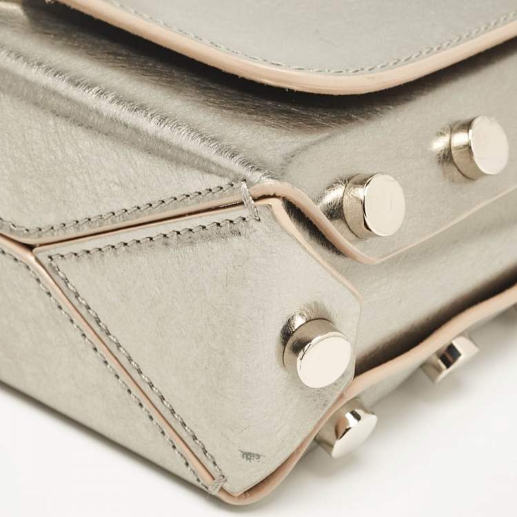 Pre Owned Jimmy Choo Silver Leather Lockett City Shoulder Bag