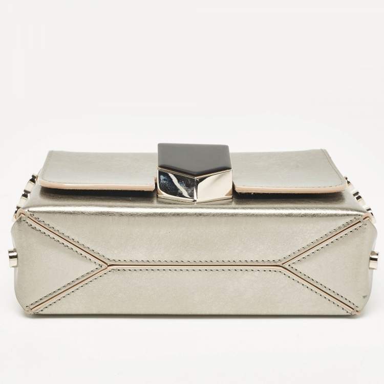 Pre Owned Jimmy Choo Silver Leather Lockett City Shoulder Bag