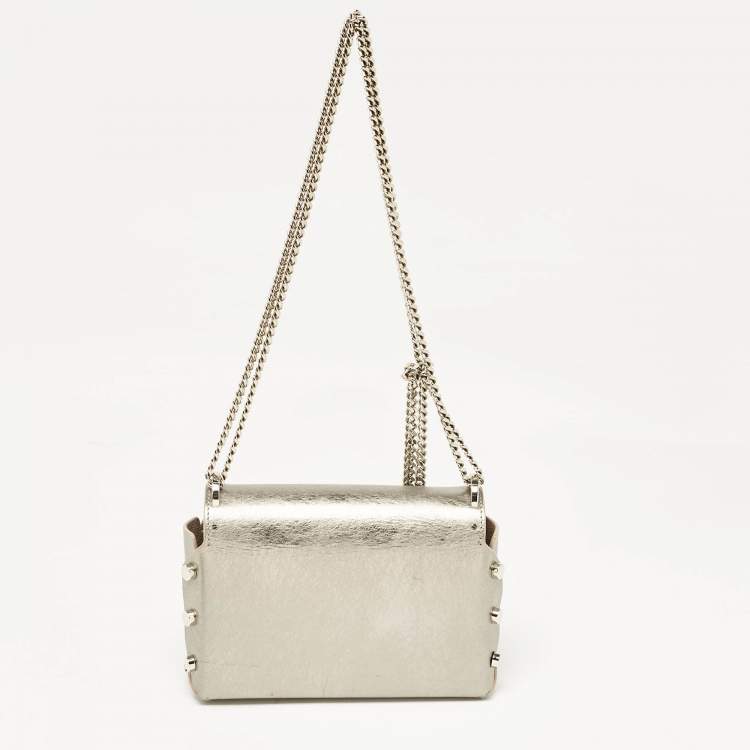 Pre Owned Jimmy Choo Silver Leather Lockett City Shoulder Bag