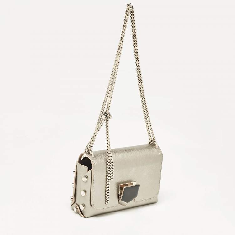 Pre Owned Jimmy Choo Silver Leather Lockett City Shoulder Bag