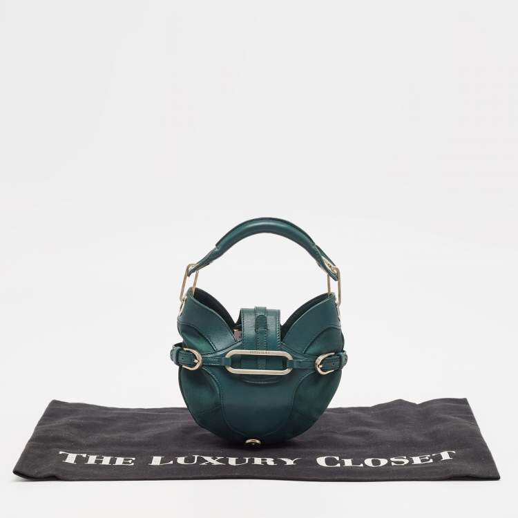 Pre Owned Jimmy Choo Green Leather and Satin Mini Tulita Hobo