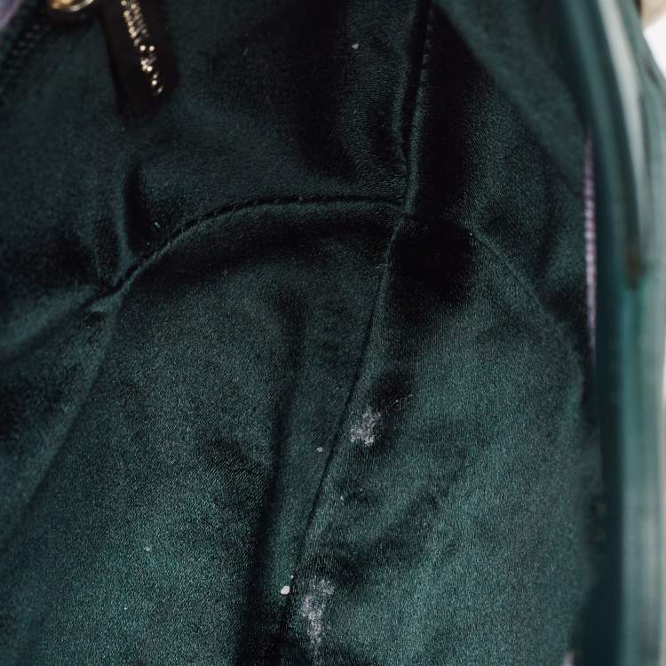 Pre Owned Jimmy Choo Green Leather and Satin Mini Tulita Hobo