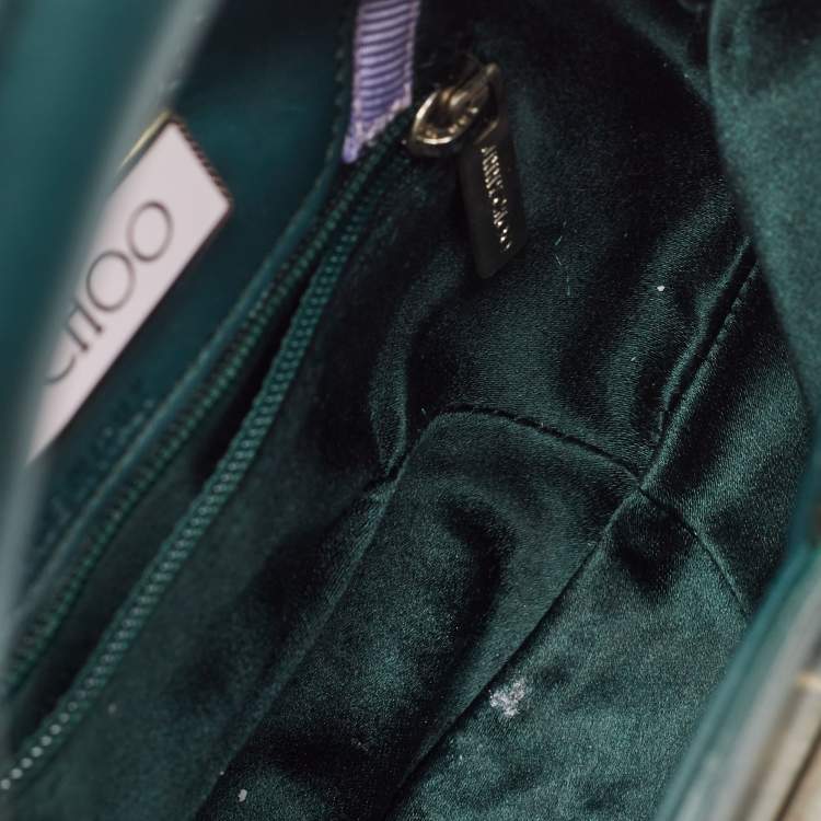 Pre Owned Jimmy Choo Green Leather and Satin Mini Tulita Hobo