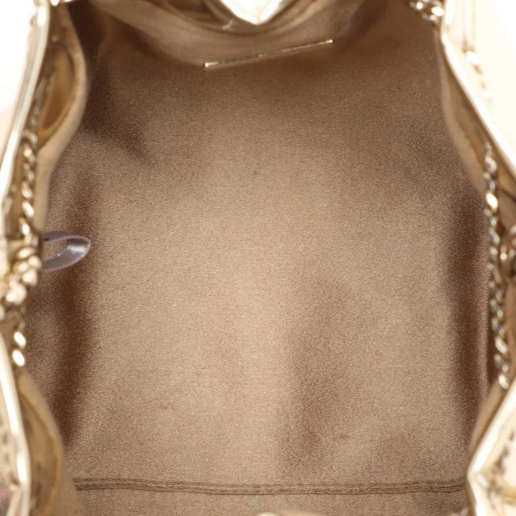 Pre Owned Jimmy Choo Gold Mirror Leather BonBon Bucket Bag