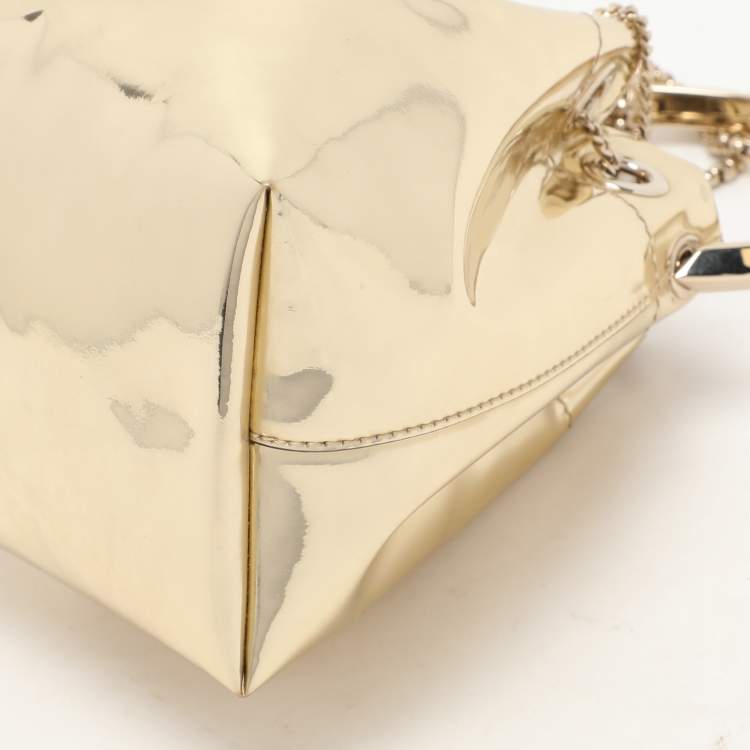 Pre Owned Jimmy Choo Gold Mirror Leather BonBon Bucket Bag