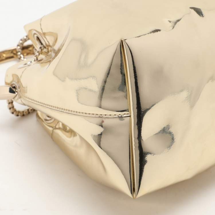 Pre Owned Jimmy Choo Gold Mirror Leather BonBon Bucket Bag