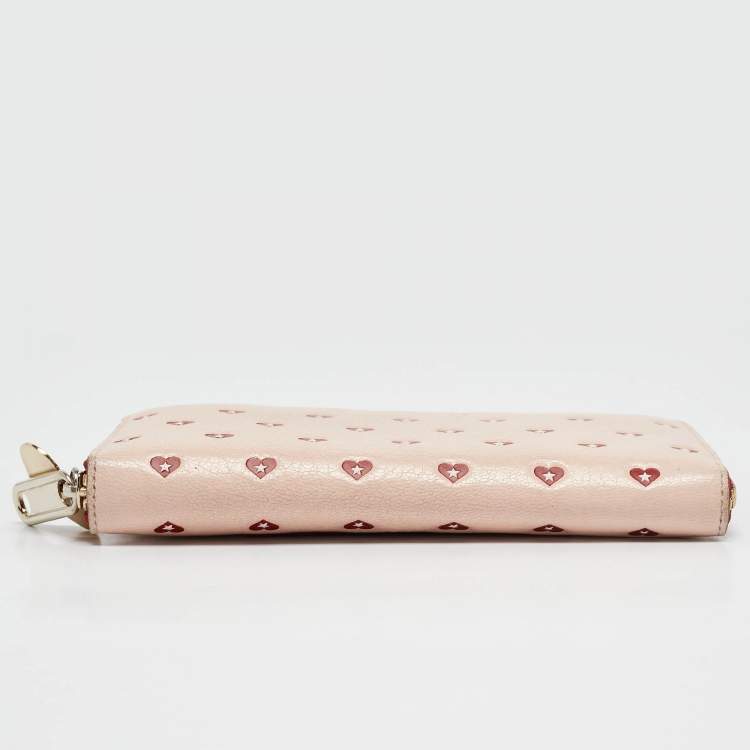Pre Owned Jimmy Choo Pink/Red Leather Milly Sweetheart Zip Around Wallet