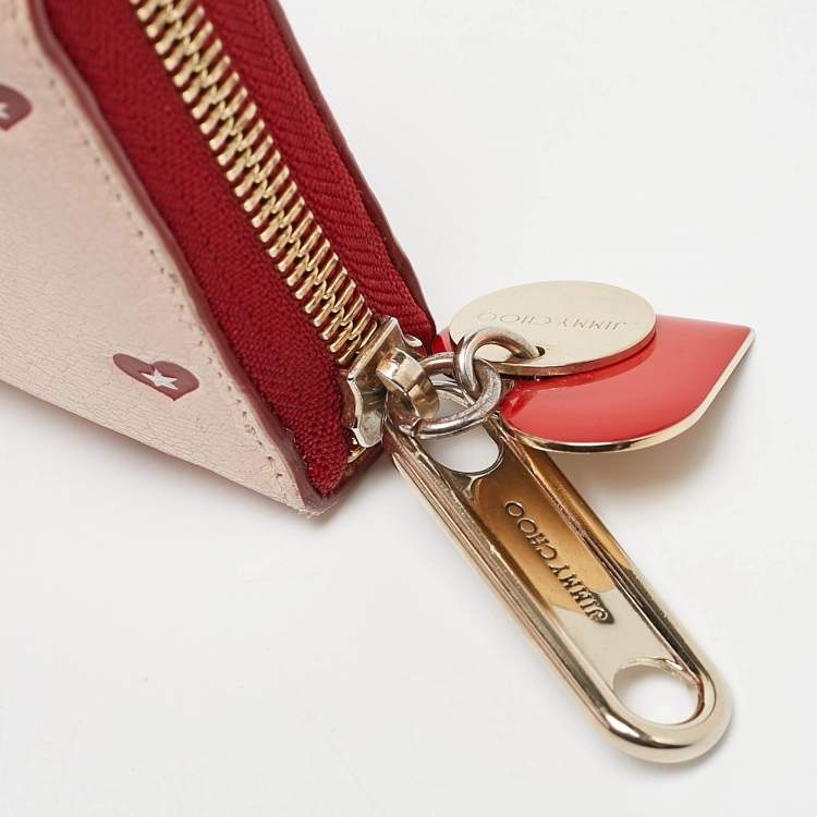 Pre Owned Jimmy Choo Pink/Red Leather Milly Sweetheart Zip Around Wallet