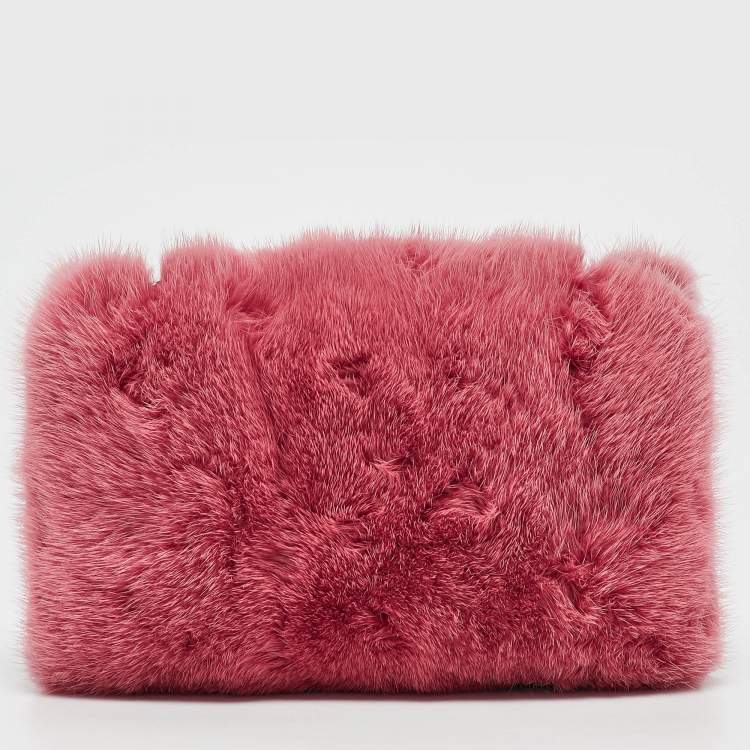 Pre Owned Jimmy Choo Candy Pink Mink Fur Lockett Envelope Mini Clutch