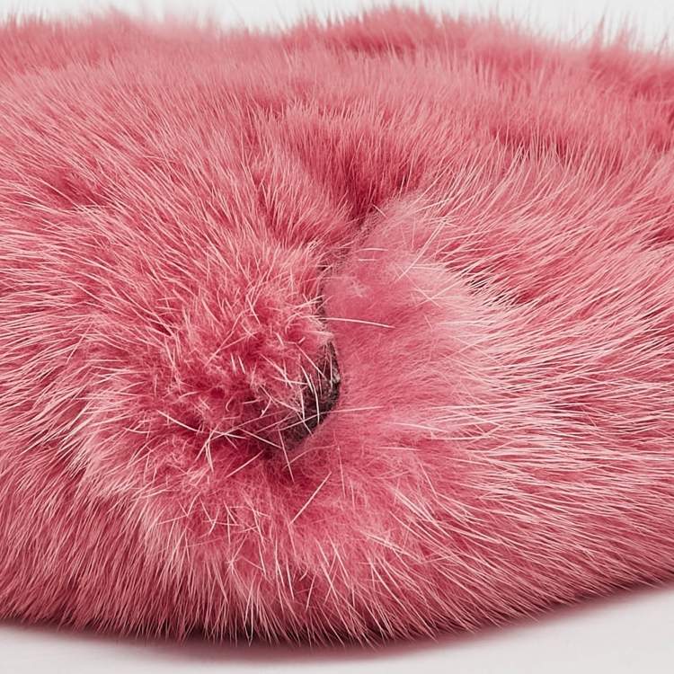 Pre Owned Jimmy Choo Candy Pink Mink Fur Lockett Envelope Mini Clutch