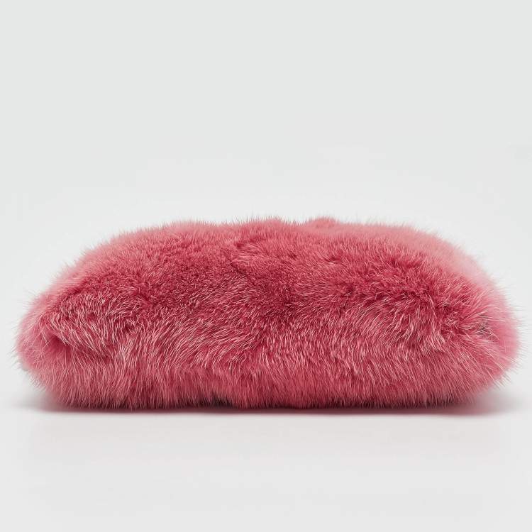 Pre Owned Jimmy Choo Candy Pink Mink Fur Lockett Envelope Mini Clutch