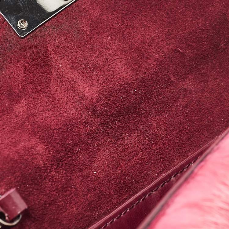 Pre Owned Jimmy Choo Candy Pink Mink Fur Lockett Envelope Mini Clutch