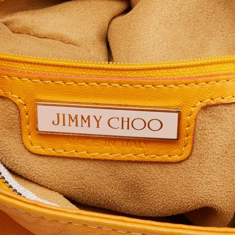 Pre Owned Jimmy Choo Mustard Snakeskin and Leather Sky Bangle Hobo