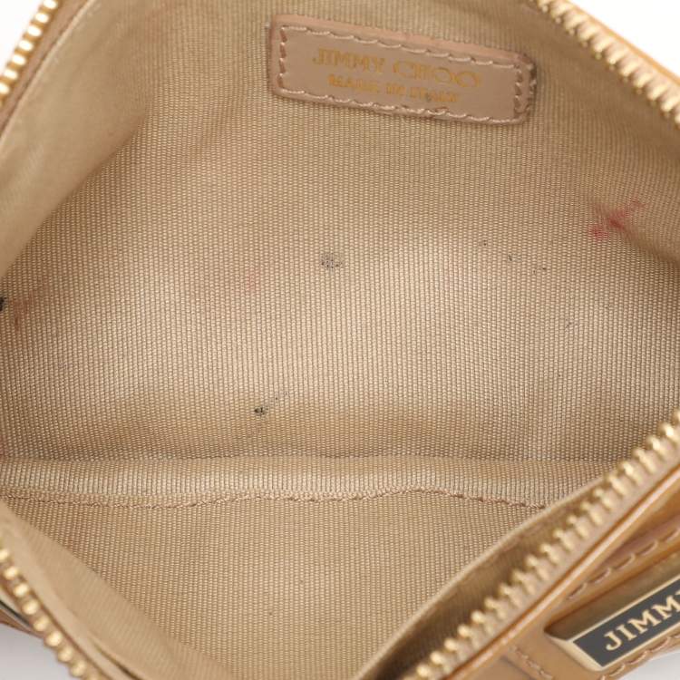 Pre Owned Jimmy Choo Mustard Patent Leather Chain Clutch