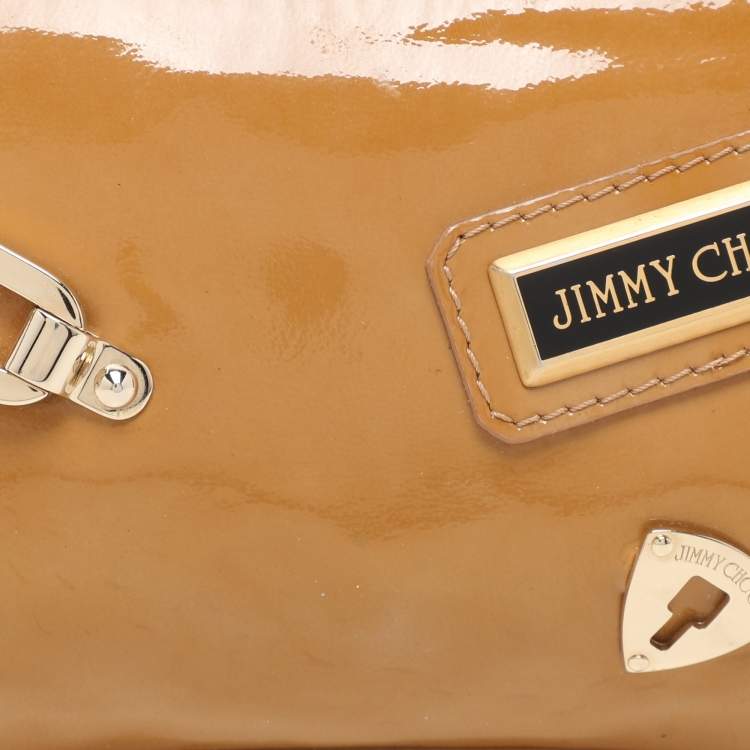 Pre Owned Jimmy Choo Mustard Patent Leather Chain Clutch