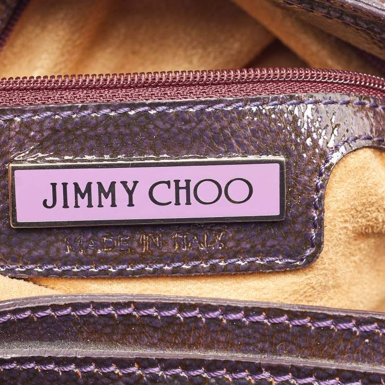 Pre Owned Jimmy Choo Dark Brown/Purple Patent Leather and Suede Mahala Satchel