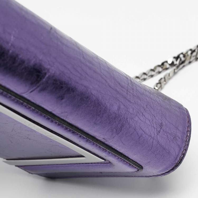 Pre Owned Jimmy Choo Metallic Purple Leather Ava Crossbody Bag