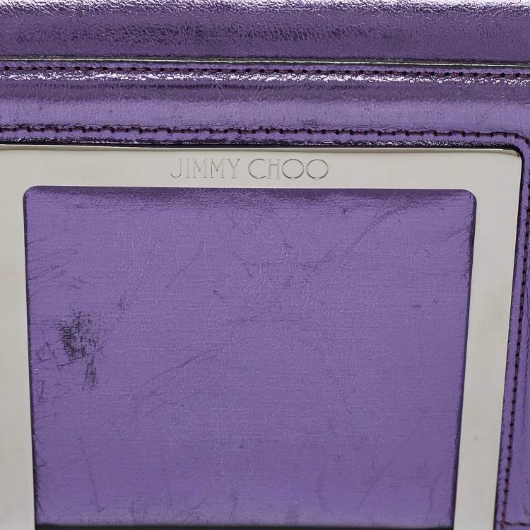 Pre Owned Jimmy Choo Metallic Purple Leather Ava Crossbody Bag