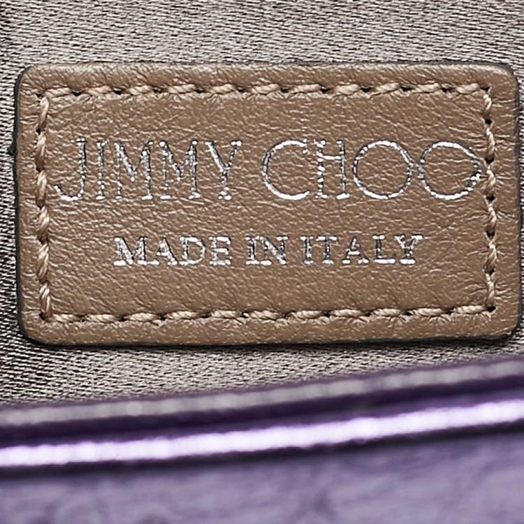 Pre Owned Jimmy Choo Metallic Purple Leather Ava Crossbody Bag