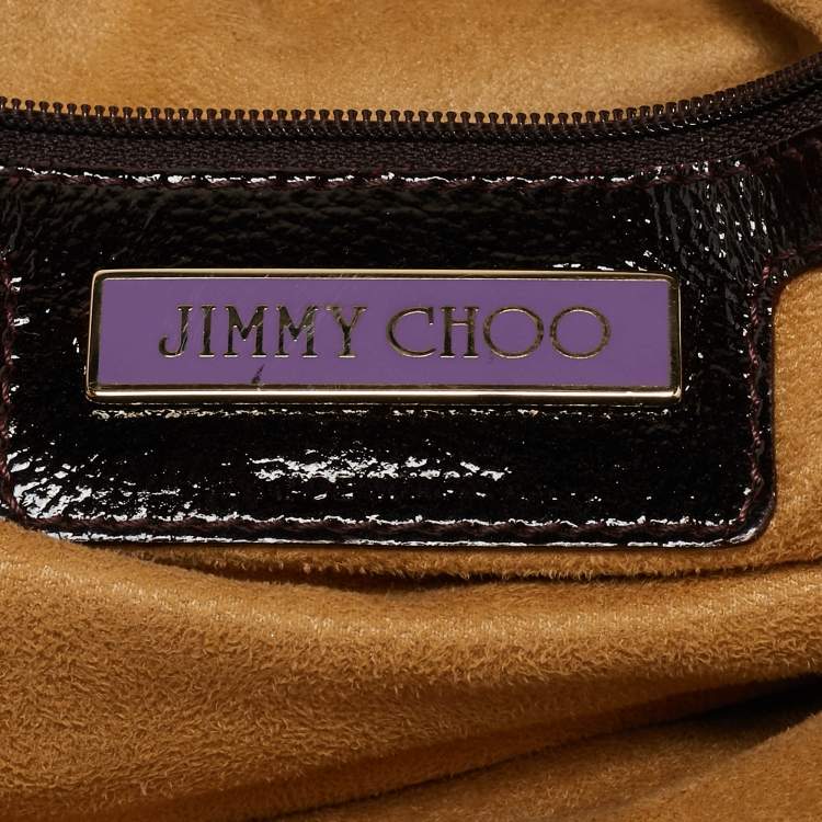 Pre Owned Jimmy Choo Burgundy Patent Leather and Suede Malena Satchel