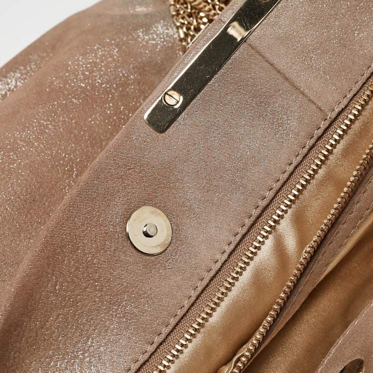 Pre Owned Jimmy Choo Beige Shimmering Suede Chandra Clutch