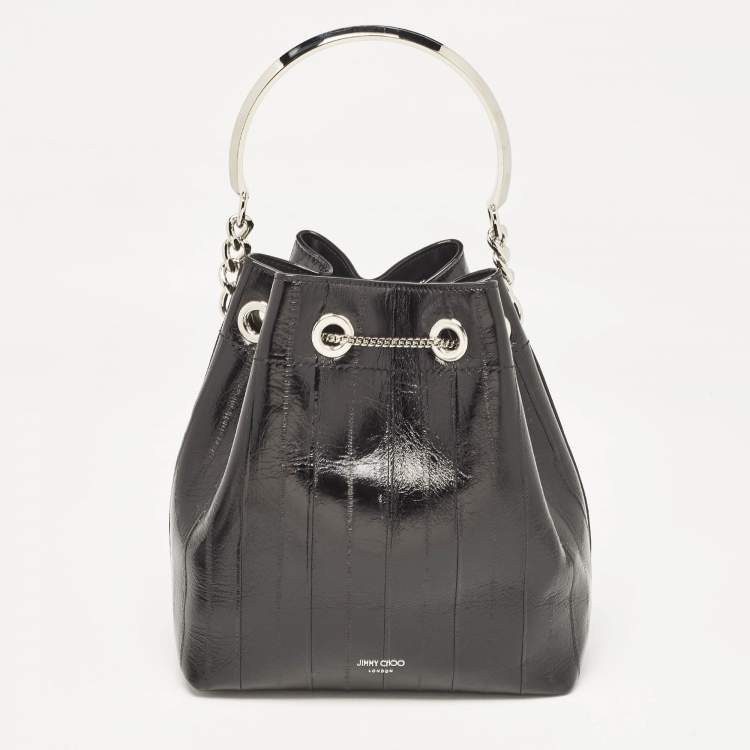 Pre Owned Jimmy Choo Black Eel Leather BonBon Bucket Bag