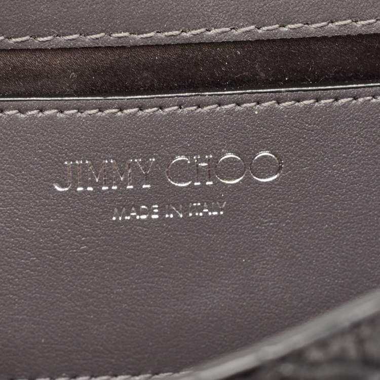 Pre Owned Jimmy Choo Black Croc Embossed Leather Varenne Clutch Bag