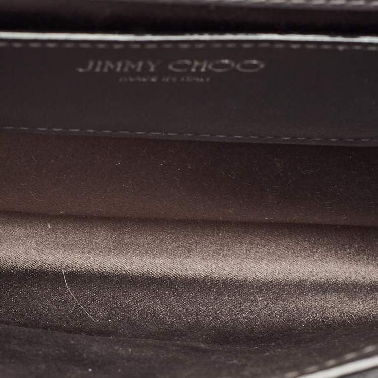 Pre Owned Jimmy Choo Black Croc Embossed Leather Varenne Clutch Bag