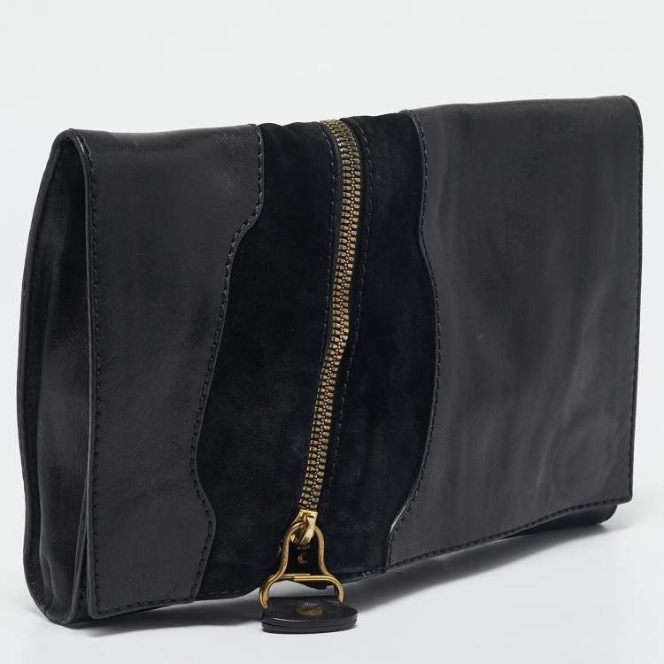 Pre Owned Jimmy Choo Black Leather and Suede Martha Clutch