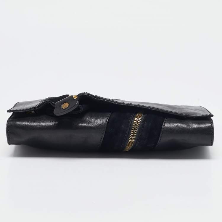 Pre Owned Jimmy Choo Black Leather and Suede Martha Clutch