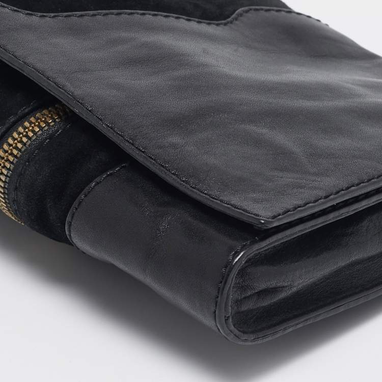 Pre Owned Jimmy Choo Black Leather and Suede Martha Clutch