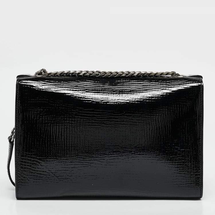 Pre Owned Jimmy Choo Black Patent Leather Rebel Flap Shoulder Bag