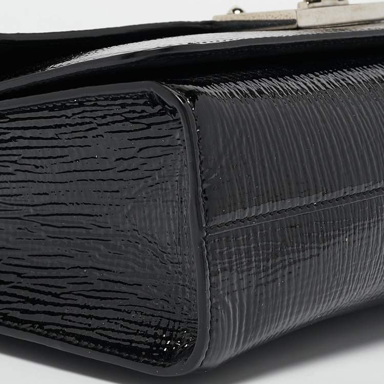 Pre Owned Jimmy Choo Black Patent Leather Rebel Flap Shoulder Bag