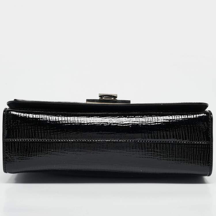 Pre Owned Jimmy Choo Black Patent Leather Rebel Flap Shoulder Bag