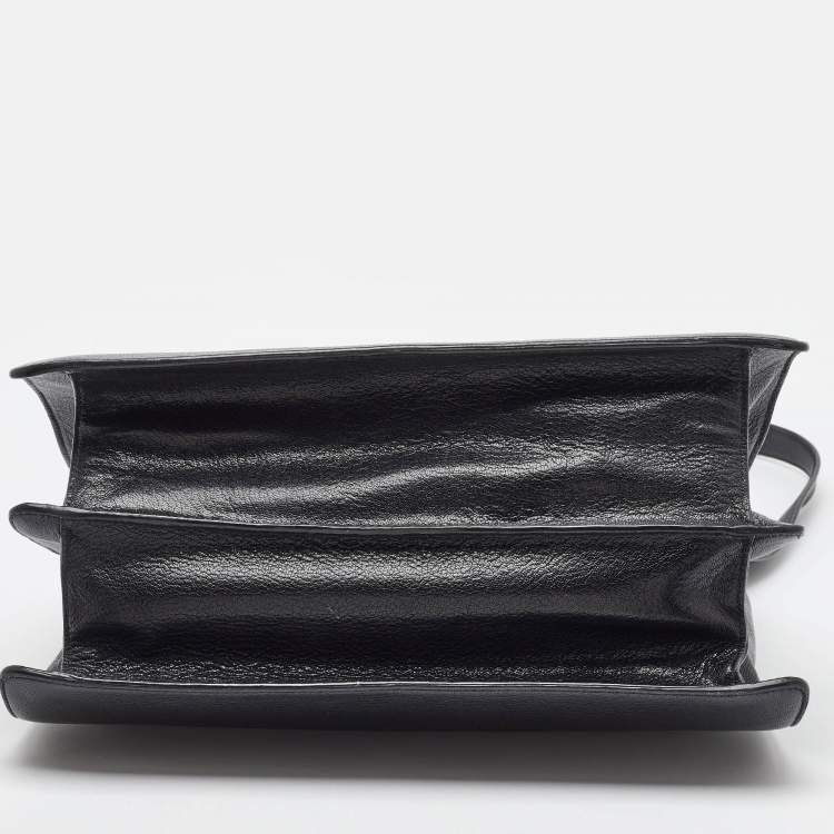 Pre Owned Jimmy Choo Black Leather Flap Riley Tote