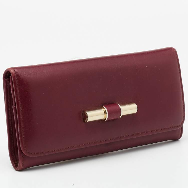 Pre Owned Jimmy Choo Burgundy Leather Continental Wallet