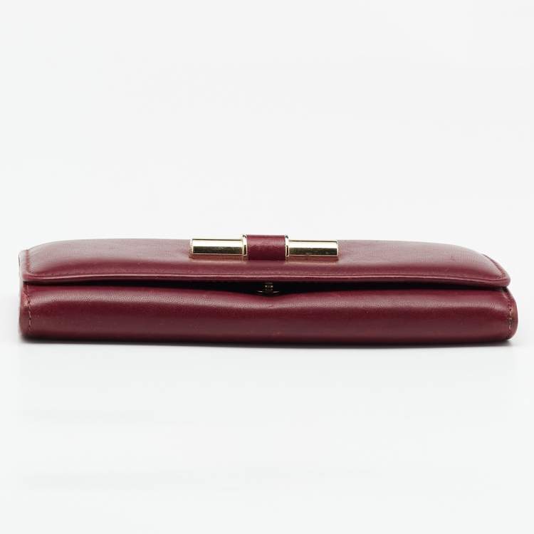 Pre Owned Jimmy Choo Burgundy Leather Continental Wallet