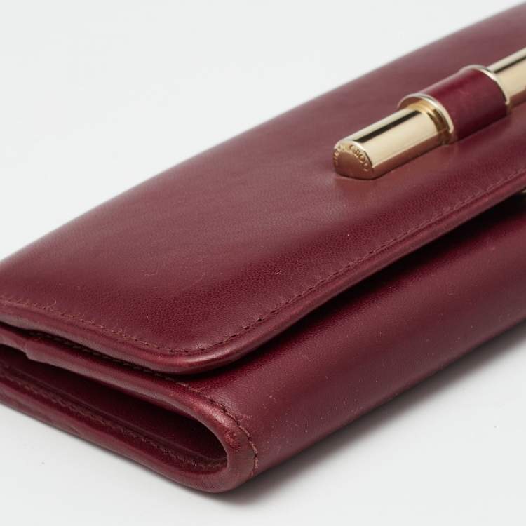 Pre Owned Jimmy Choo Burgundy Leather Continental Wallet